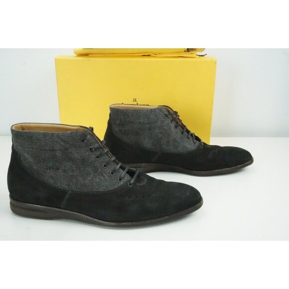 John Lobb Winner Boot Ebony Velveteen Charcoal Twill Boots Sz 9.5 W/ Box Bags main image 6